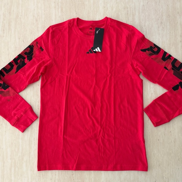 Adidas Kids Red Top and Black Joggers Set - Picture 4 of 5